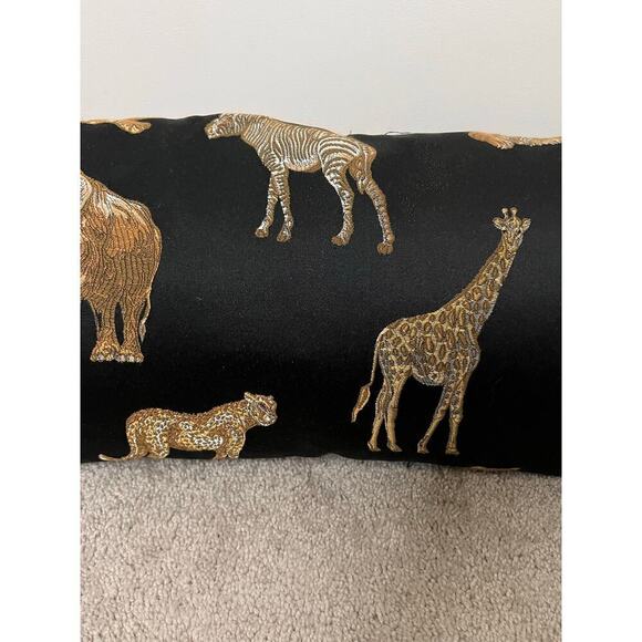 Newport Safari Animal Print Down Feather Rectangle Throw Pillow Black / Gold - Picture 7 of 9